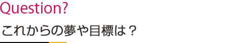 これからの夢や目標は？